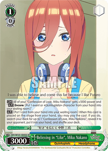 5HY/W101-E043S - Believing in "Like", Miku Nakano (SR)